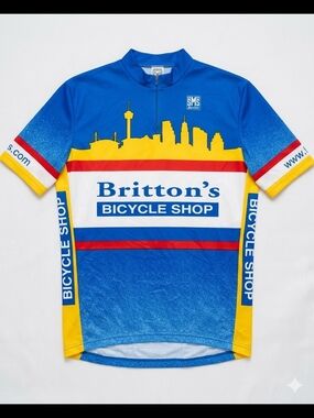 Santini SMS Cycling Jersey Men’s XL Britton’s Bicycle Shop Blue Made In Italy